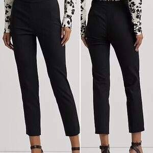 NWT Women Lauren RALPH LAUREN Black High-Rise Cotton-Blend Cropped Pant Sz 10&12